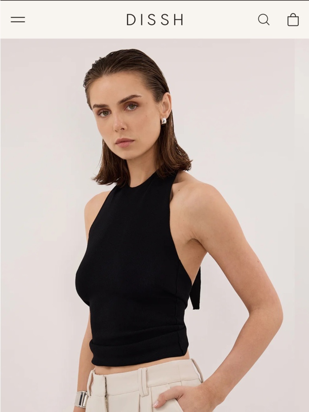 NWT • Dissh SOL Black scarf halter knit top